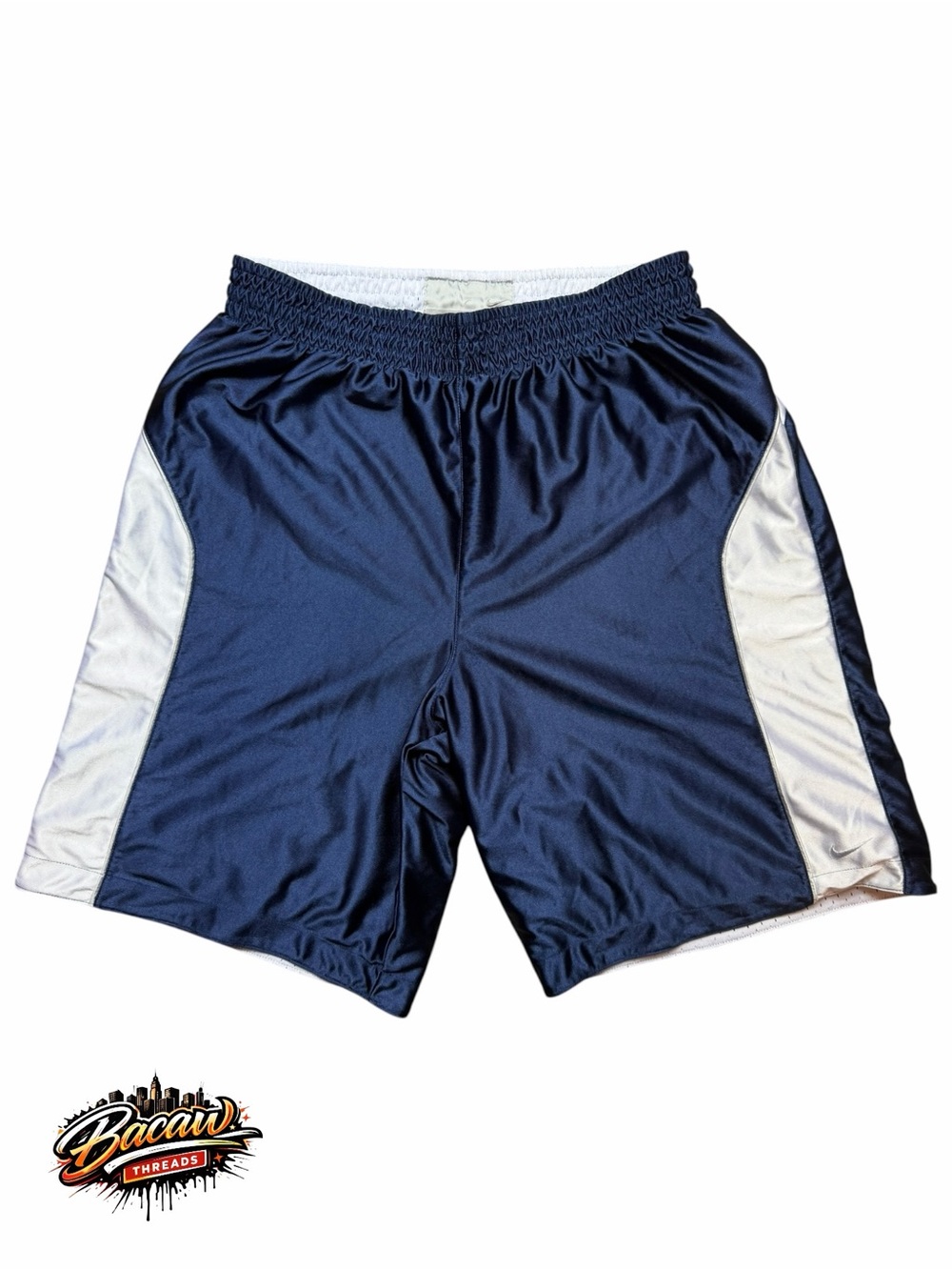 Nike Vintage 90s 2000s Y2K Shiny Dazzle Reversible Basketball Shorts Mens L Navy